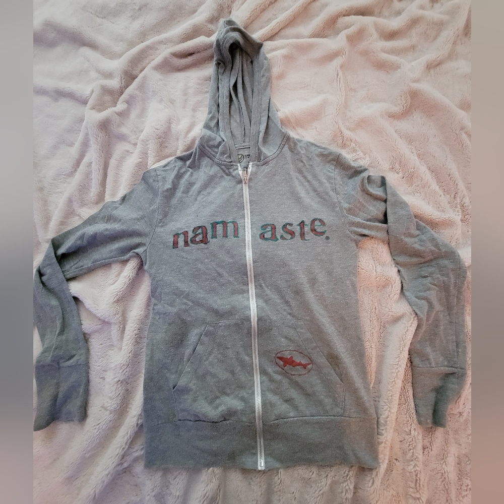 DFH Namaste Gray Full Zip Lightweight Hoodie Wmn Small